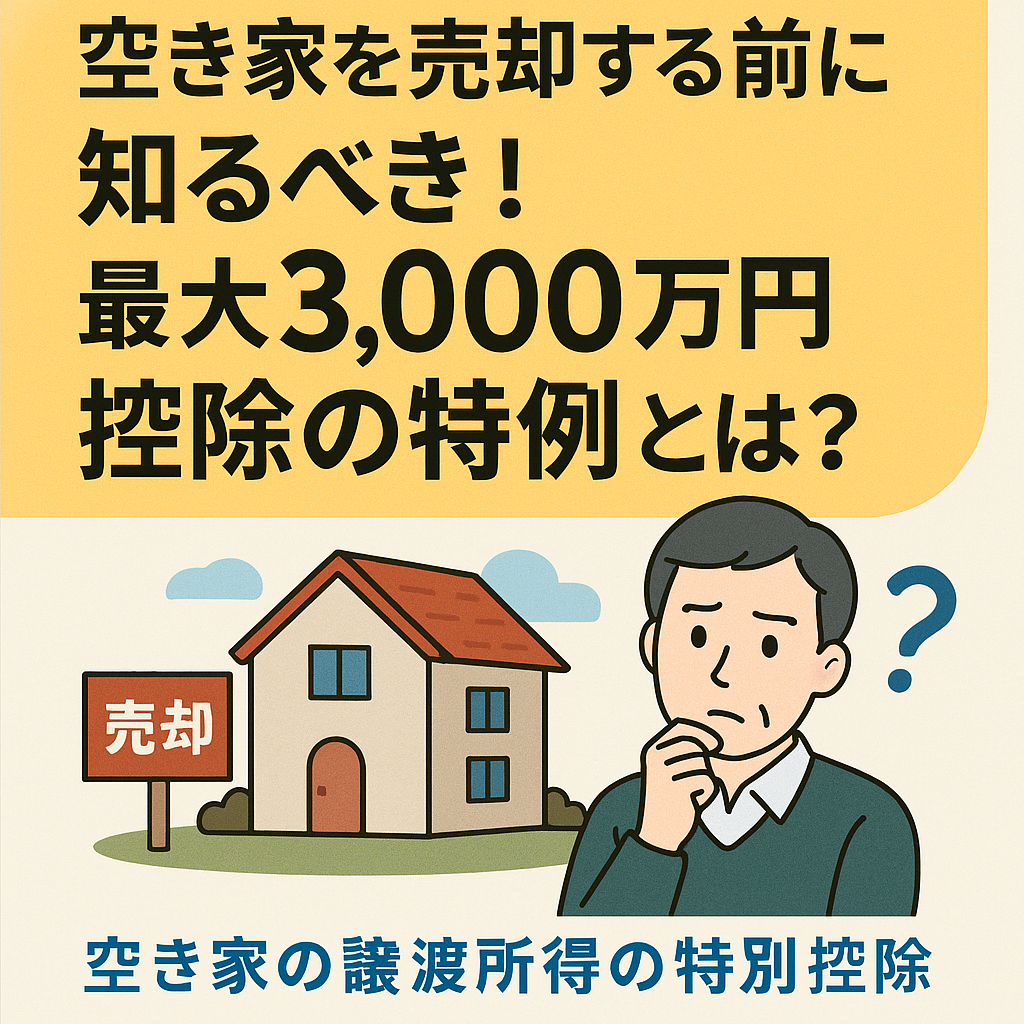 「空き家を売却する前に知るべき！最大3,000万円控除の特例とは？」